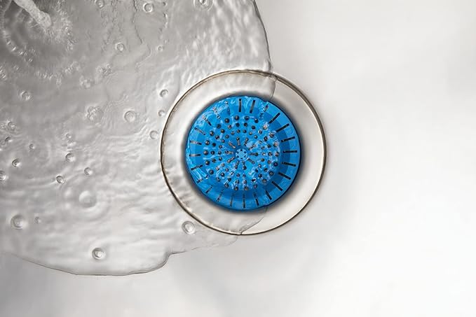 Kitchen Sink Strainer 3.25" - Dripsie Anti-Clog Food Catcher, Flexible Drain Basket, Dishwasher Safe, Standard Fit, Made in USA(1-Pack Blue)
