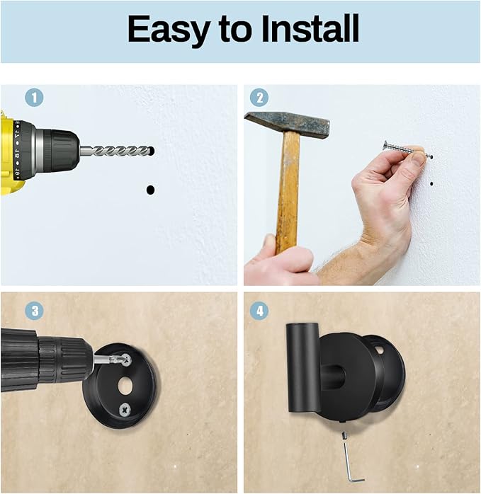 Kruodop Towel Hooks for Bathroom,4 Packs Wall Mount Towel Holder,Black Matte Wall Robe Hook,Stainless Steel Heavy Duty Door Hanger Towel Hook for Kitchen, Bedroom,Hotel,Pool,Coats - Black