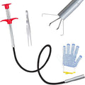 24'' Flexible Grabber Claw (4 Claws), Drain Snake with Tweezers, Bendable Hose Grabber Reacher Tool, Retractable Drain Clog Remover Tool, Pickup Tool for Bath Tub, Toilet, Kitchen Sink & Sewer