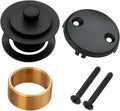 Matte Black Bathtub Drain, Lift and Turn Twist Tub Drain Trim Kit with Two-Hole Overflow Faceplate, Tub Drain Stopper, Lift and Turn Bathtub Drain Replacement