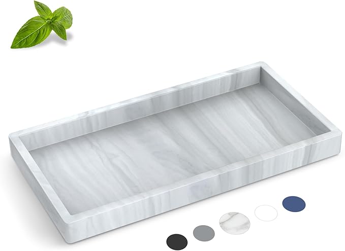 Silicone Bathroom Tray,Shatterproof Silicone Tray for Bathroom Counter,Small Vanity Tray for Bathroom Soap Dispenser Tray Toilet Tank-7.8 * 3.9in