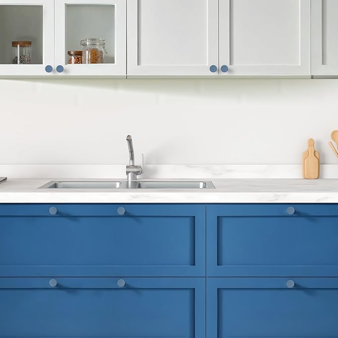 Ravinte 30 Pack Cabinet Knobs Light Blue Kitchen Cabinet Knobs Round Dresser Drawer Pulls Closet Door Pulls 1-1/5 Inch