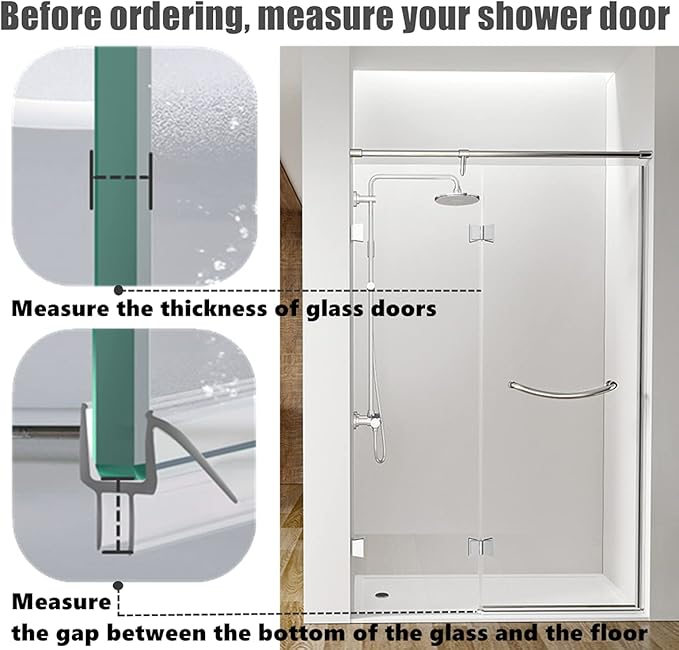 2-Pack Ultra Clear Shower Door Bottom Seal (3/8'' X 39'', Polycarbonate) Frameless Glass Shower Door Seal Strip Shower Door Sweep - Stop Shower Leaks and Create a Water Barrier