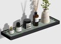 Glass Shelves/Shelf with Towel Bar/Rack 20-inch Floating Shelves for Bathroom Tempered Glass Rectangular 1 Tier Organizer Wall Shelf (Matte Black, 20'')