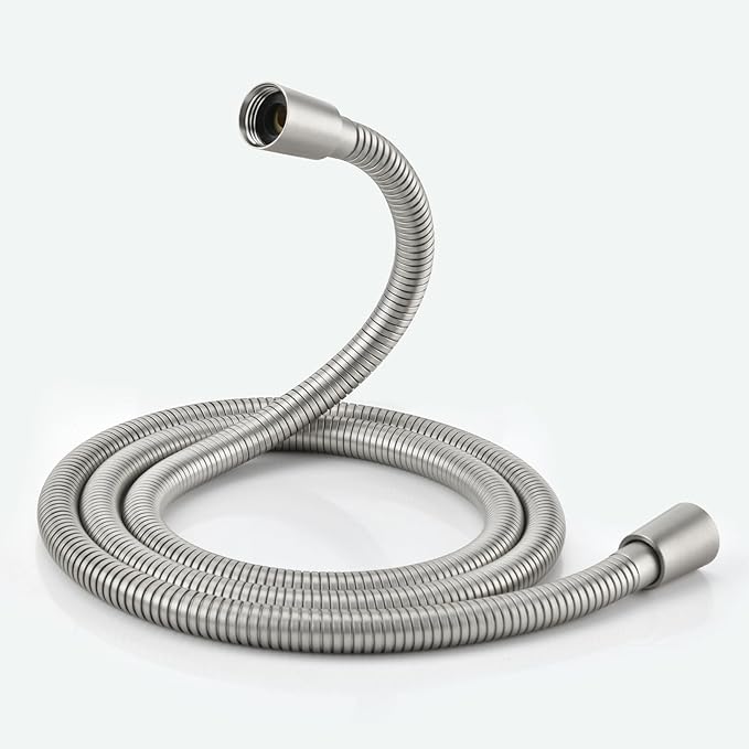 71-Inch Nickel Metal Shower Hose with Dual Cone Anti-Tangle Nuts: 304 Stainless Steels Design, Universal G1/2 Connector for Outdoor/Indoor Use -Suit for Home Gardening, Washing, Showering
