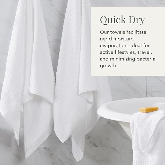 NY Loft 100% Cotton Bath Towel Set of 4 | White Towels | Oeko-TEX® Standard 100 | Soft & Absorbent, Quick-Dry Bath Towels | 30" x 52" | | Trinity Collection - White
