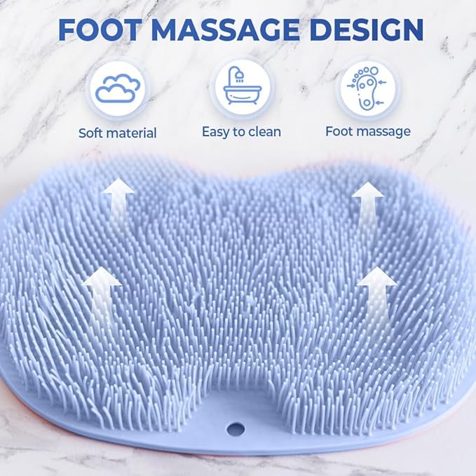 Shower Foot Scrubber Mat with Non-Slip Suction Cups, Exfoliating Foot and Back Washer Pad for Bathtub and Shower Floor (Yellow)