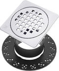 4” Shower Floor Drain Grate Kit Chrome - Compatible with Schluter Kerdi-Drain Flange - with Adjustable Collar & Removable Square Cover, SUS304 Stainless Steel & CUPC Certification