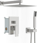 Lordear Rain Shower System Wall Mounted Shower Faucet Set - 12 Inch Stainless Steel Shower Head Handle Set and Solid Brass Valve, Chrome Polished Finish