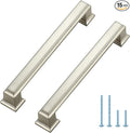 Ravinte Hardware 15 Pack Brushed Nickel Cabinet Pulls, 5 Inch (128mm) Hole Center Zinc Alloy Drawer Handles for Kitchen Cabinets, Cupboards, Dressers, Square Solid Metal Hardware