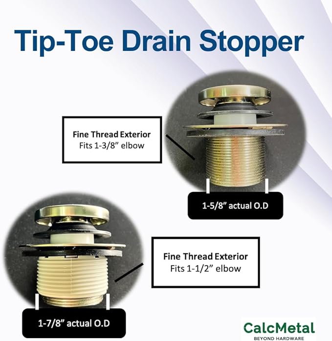 Tip-Toe Bathtub Drain Stopper with ABS Plastic Bushing, Fits in 1-1/2 Inch or 1-3/8 Inch Inner, Easy to Install, Plated Chrome