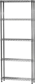 Shelving Inc. 8" d x 30" w x 54" h Chrome Wire Shelving with 5 Tier Shelves, Weight Capacity 800lbs Per Shelf