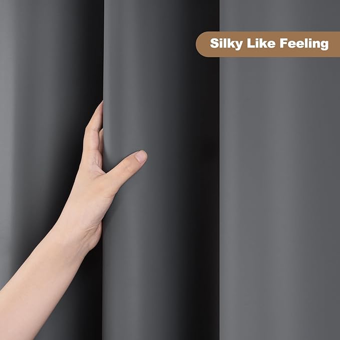 UFRIDAY Dark Grey Extra Long Shower Curtain Liner Premium PEVA 72 x84 inch,Heavy Duty Shower Curtain with 3 Weighted Magnets, Plastic Waterproof Grey Shower Curtains for Bathroom with 12 Hooks