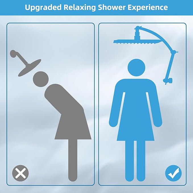 Hibbent All Metal Rain Filtered Shower Head, 10'' High Pressure Rainfall Showerhead with 16" Shower Extension Arm, 20 Stage Shower Filter, Solid Brass Adjustable Shower Arm Extender, Brushed Nickel