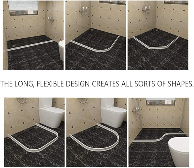 Duzzy 75 Inch Collapsible Shower Threshold Water Dam, Ideal for Wheelchair Accessible, Suitable for Accessibility ADA Handicap Showers