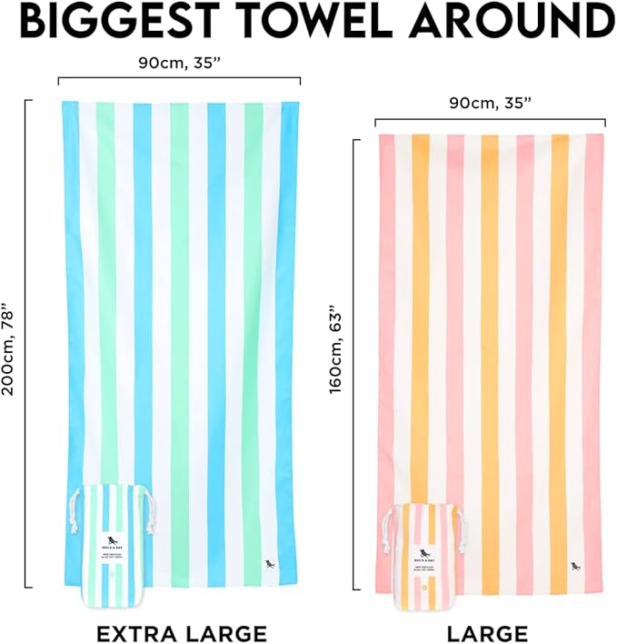 Dock & Bay Customized Beach Towel - Quick Dry, Sand Free - Compact, Lightweight - 100% Recycled - Includes Bag - Summer - Unicorn Waves - Large