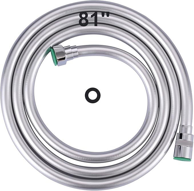 Aleasha Shower Hose, 81 Inches Extra Long Shower Head Hose Extension for Bathing Toilet Cleaning Dogs Bathroom Bathing Chrome Handheld Shower Hose