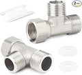 TAISHER 2PCS 304 Stainless Steel 3 Way Right Flexible Movable Tee Connector, 1/2" Male for Sprayer, Angled Valve, Shower Arm