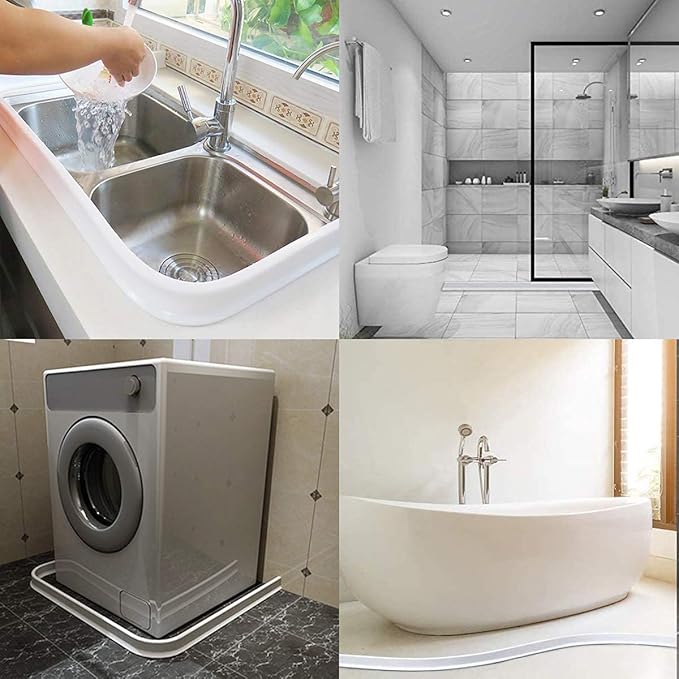 39Inch Collapsible Shower Threshold Water Dam 2" High Shower Barrier Water Stopper 2" Tall Shower Water Guard To Keep Water In Shower Dry And Wet Separation Bathroom Wheelchair Accessible