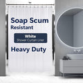 Epica Shower Curtain – Strongest Heavy-Duty Clear Vinyl 72x72 Shower Curtain Liner – Stain & Soap Scum Resistant with Rust-Proof Metal Grommets (White)