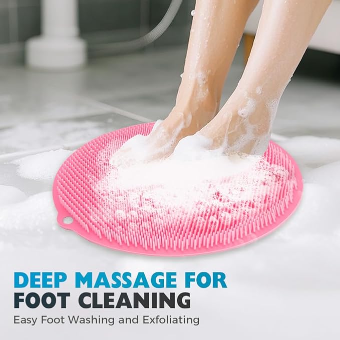Silicone Shower Foot Scrubber Mat, 2025 Upgrade Shower Mat Slip Suction Cups Foot Scrubber for Men and Women (1 * Green)