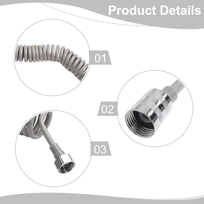 Spring Flexible Shower Hose, Bathroom Spiral Flexible Telescopic Shower Hose Spring Replacement Shower Hose for Toilet Faucet, Bidet Sprayer(300cm Grey)