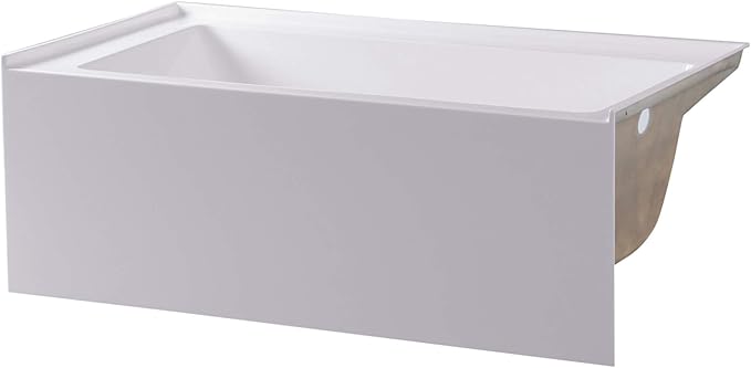 Fine Fixtures Acrylic, Fiberglass Alcove Soaking Bathtub with Integral Apron Front in Glossy White - Right Hand Drain, 72" x 36"
