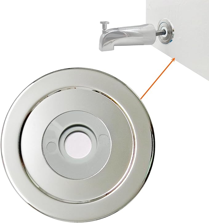 1/4" Thick SUS304 Tub Spout Cover Ring, Bathtub Faucet Surround Sealing Spacer Plate, Bath Shower Remodel Trim Faceplate Gasket (Chrome)
