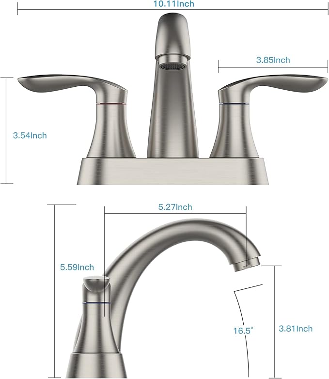 Bathroom Faucet, 4 Inch Bathroom Faucets for Sink 3 Hole, Centerset Bathroom Sink Faucet with Pop Up Drain and cUPC Lead-Free Hose(Brushed Nickel)