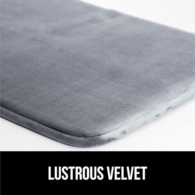 GORILLA GRIP Memory Foam Bath Rugs, Soft Absorbent Velvet Bathroom Mats, Durable Dots on Underside, Machine Washable Bathmat, Carpet Rug Room Decor for Shower Floor, 24x17 Mat, Graphite Gray