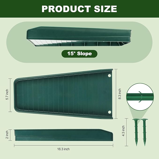Gutter Downspout Splash Block,16.3"Drain Gutter Guard Diverter,Gutter Downspout Extensions for Water Drainage, Fixable Down Spout Drain Trays,Drainage to Protect House Foundations (2PC White)