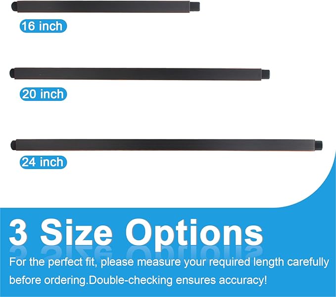 Ceiling Mount Rain Shower Head Extension Arm with Flange 20 Inches Square Straight Extender Extension Pipe Replacement, Long Shower Arm for High Ceiling,Oil-Rubbed Bronze