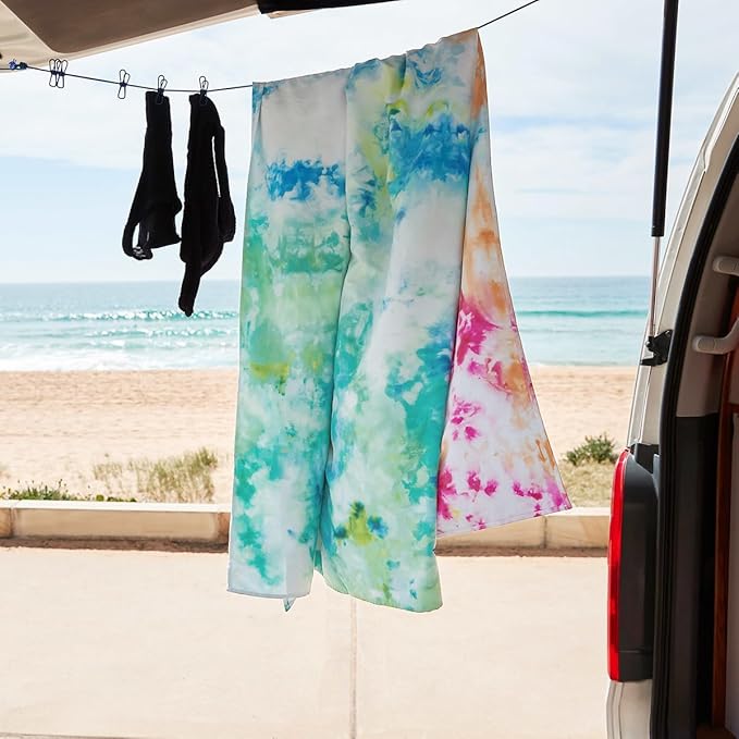 Dock & Bay Beach Towel - Quick Dry, Sand Free - Compact, Lightweight - 100% Recycled - Includes Bag - Sunset Splash - Extra Large (200x90cm, 78x35)