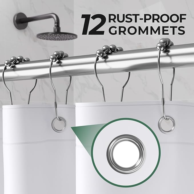AmazerBath Shower Curtain Liner 2 Pack, 72 x 84 Inches PEVA Plastic Shower Liner with 3 Weighted Stones and 12 Rustproof Metal Grommet, Lightweight Waterproof Shower Curtain - White