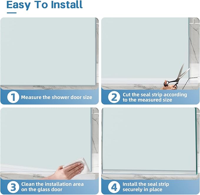 Shower Door Bottom Seal Strip, 2PCS Seal Strip, Ultra Clear PVC, 39" Length, Fits 10mm Thick Glass, Prevents Leaks, Easy Installation, No Adhesive Required (Ultra Clear, 39in for 3/8"(10mm) Door)