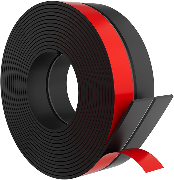 Heavy-Duty 20 ft x 1 in Weather Stripping, Door Draft Stopper Silicone Seal Strip for House and Glass Shower Doors for Collision and Side Gaps of Door and Windows, Black