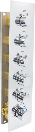 HOMEDEC 5 Functions Shower Diverter Valve, 5 Way Thermostatic Mixing Shower Rough-In Valve and Trim Kit, Thermostatic Shower Control Water Outlet, Chrome