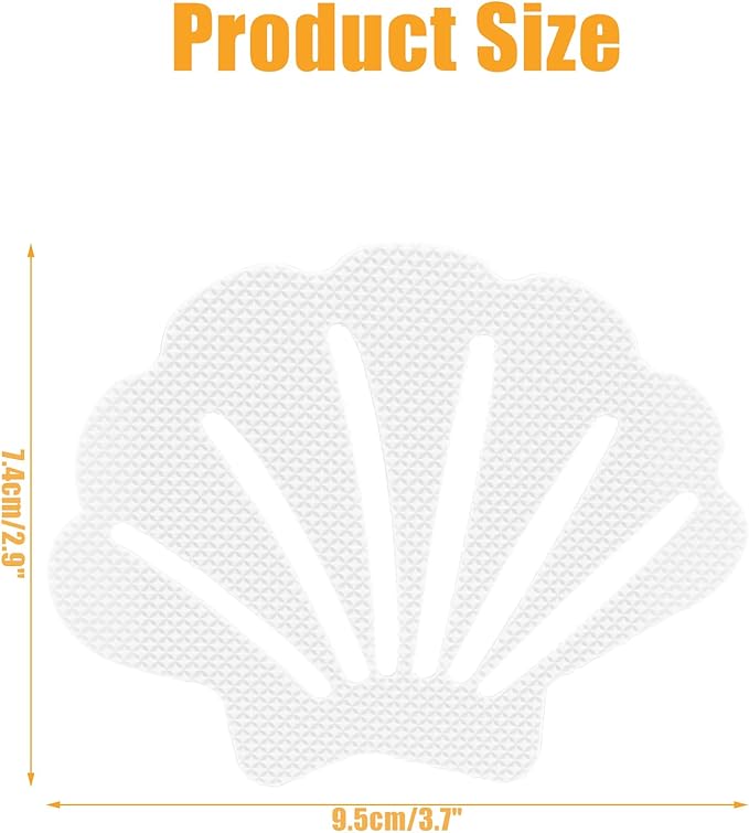 12 Pcs Non Slip Bathtub Stickers White Adhesive Decals Sea Shell Shape Shower Stickers for Floor, Ladders, Bath Tub, Stairs, Bathroom