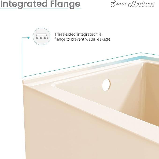 Voltaire 60" X 32" Left-Hand Drain Alcove Bathtub with Apron in Bisque