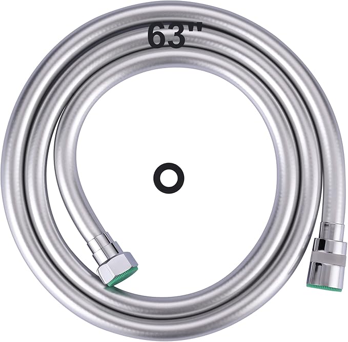 Aleasha 63-Inch Extra Long Shower Hose Extension for Bathing, Toilet Cleaning, Dogs, Bathroom - Chrome Handheld Shower Head Hose