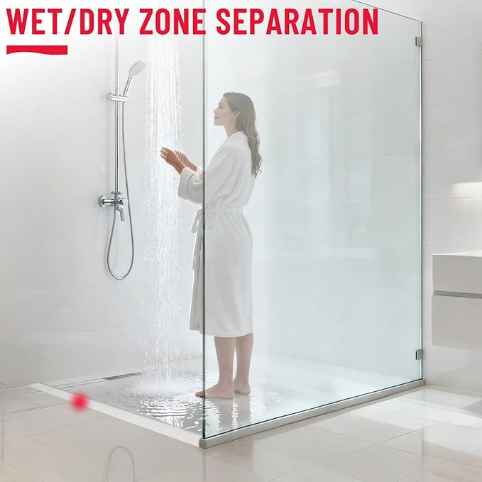 Shower Threshold Water Dam Barrier – 138in Self-Adhesive, Waterproof, Flexible Silicone, Customizable, Easy Install, Prevents Water Leakage & Slipping, Wheelchair Access