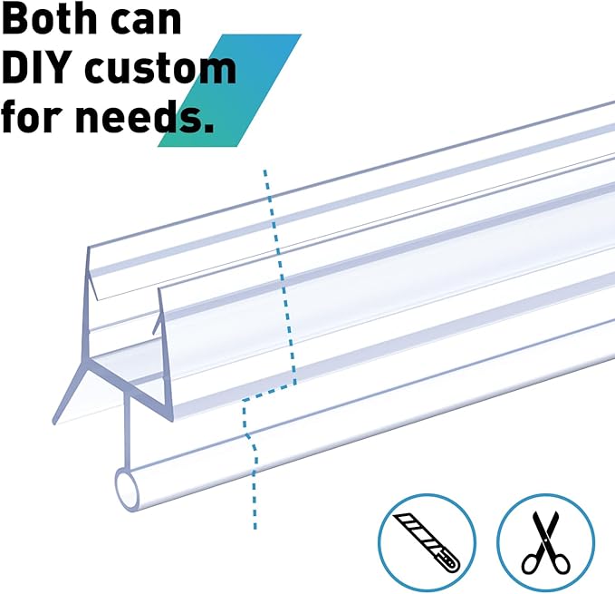 Shower Door Bottom Seal,2 PCS 5/16" X 36" Shower Sweep for 5/16 Inch Glass,Frameless Glass Seal Strip to Seal 11mm Gap,Stop Shower Leaks and Create a Water Barrier