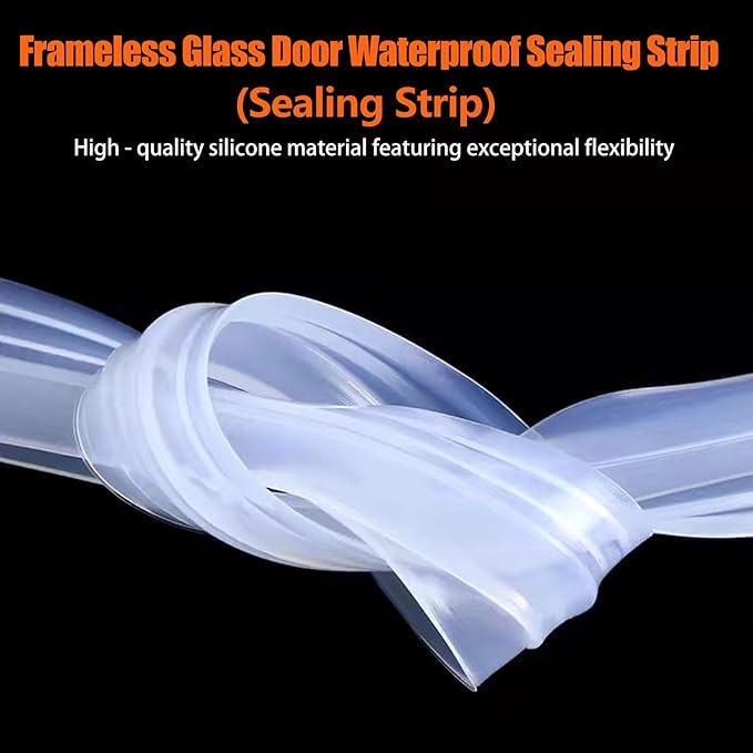 Frameless Soft Shower Door Sweep Seal Drip Rail, Glass Shower Silicone Door Seal Strip,Weatherproof Silicone Seal Fit for Glass (H Type, 12mm (1/2"))