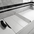 Adjustable Foldable Dust-Proof Bathtub Cover White,Waterproof Shutter Bathtub Tray & Laptop Desk 2 in 1 Fits Most Tubs,Modern Bath Tub Racks for Home(Size:0.47in Thick,Color:92CMx201CM(36.2"x79"))