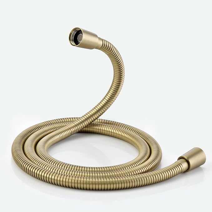 59 Inches Shower Hose Replacement Gold 304 Stainless Steel Handheld Shower Head Hoses Flexible ＆smooth Rv Shower Hose Extra Long 5ft High Pressure Bidet Hoses Brushed Gold