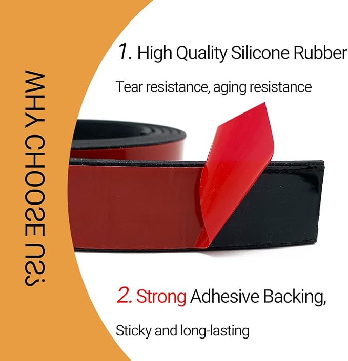 Rubber Seal Strips, Rubber Sheets, Rolls & Strips with Adhesive Backing for DIY Gaskets Material, Warehouse Sealing, Home Application Weather Striping (1” Wide x 1/8" Thick x 20' Long), Black