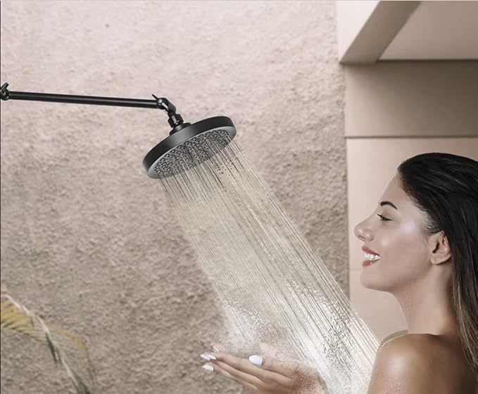 SparkPod 11" Solid Brass Shower Head Extension Arm - Flexible Height & Angle Adjustable Shower Arm Extension for Rain Showerheads with Sturdy Lock - Universal Pipe Connection (Midnight Black Matte)