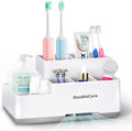 Toothbrush Holder with Anti-Slip, Bathroom Organizer Countertop Detachable for Easy Cleaning, Multifunctional Storage, Bathroom Caddy for Toothpaste, Shaver,Great for Home, Vanity Organizer, Office