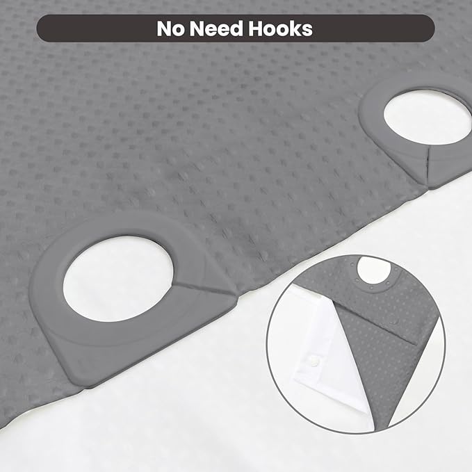 Inhousolu No Hook Waffle Weave Shower Curtain with Removable Snap in Fabric Liner Set for Bathroom, 230 GSM Heavy Duty Weighted Hem, Water Repellent Washable Bath Curtains, 36 x 72 Inch, Grey