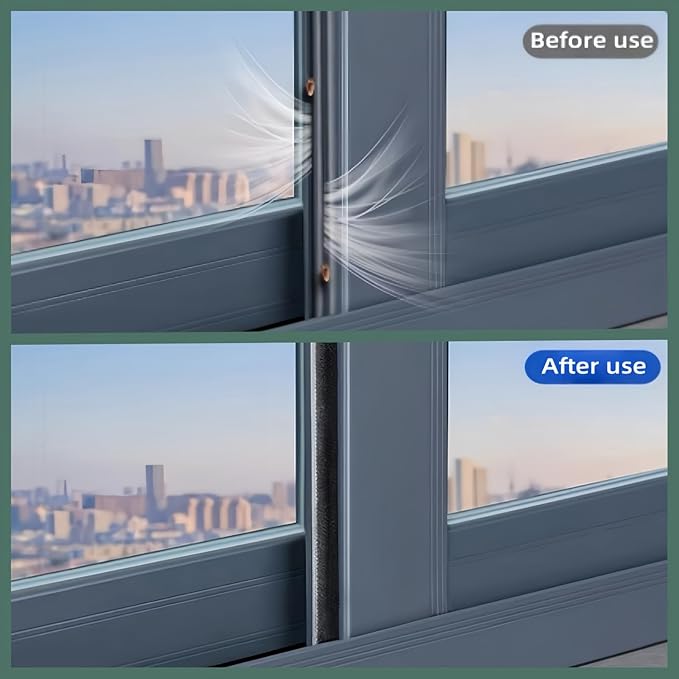 Window Weather Stripping Door Seal, 33FT Self-Adhesive Soundproofing Weather Strip for Exterior Door Frame Window Winter Insulation Noise Cancelling Window Inserts, 0.35in x 0.2in, Gray
